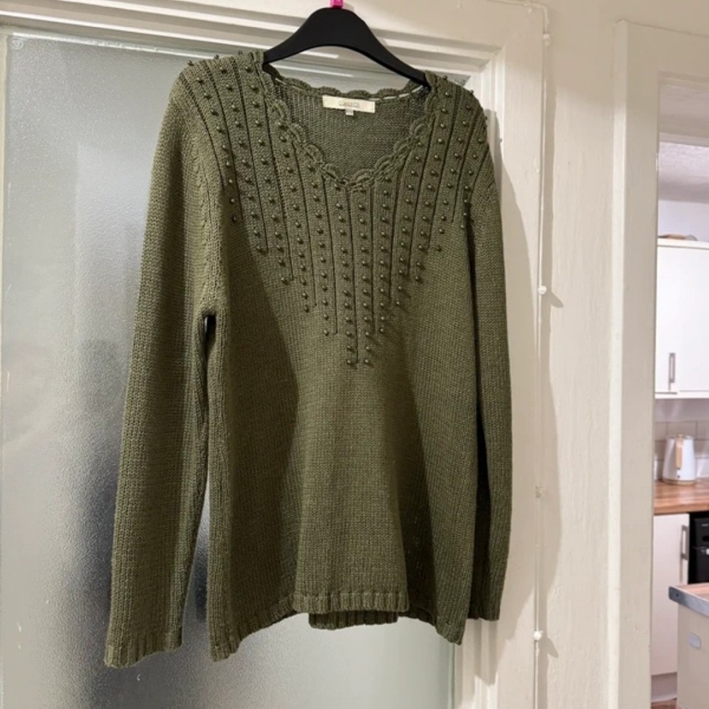 Classic Forest Green V-Neck Women's Sweater